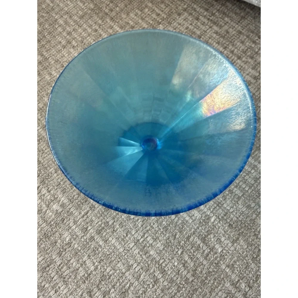 Vintage Fenton Celeste‎ Blue Stretch Glass Compote